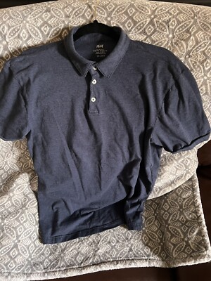 H&M Mens Blue Collar Shirt Large