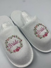 Bride white closed toe spa wedding slippers