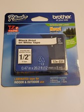 Brother TZE231 Black Print on White Laminated Tape for P-touch 1/2"