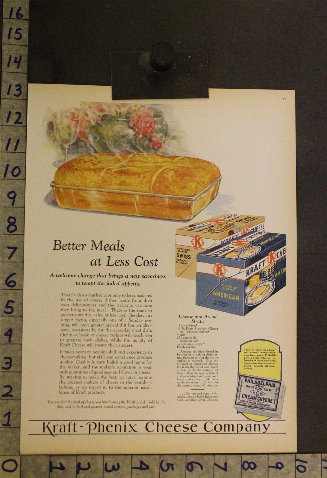 1928 KRAFT PHENIX CHEESE BREAD SWISS AMERICAN FOOD KITCHEN DECOR ART AD