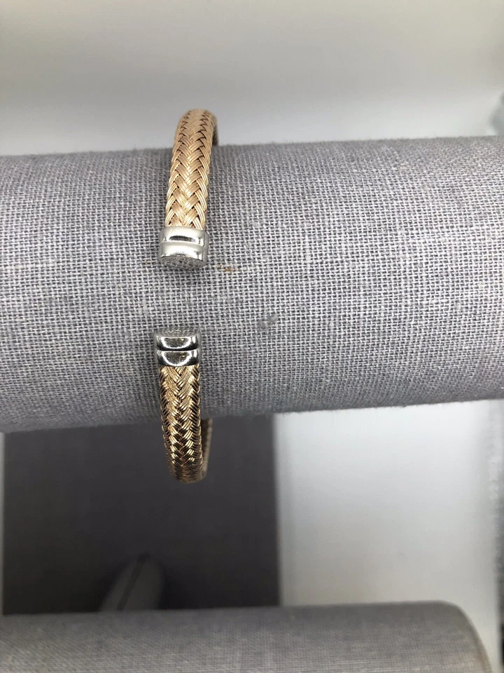 Pulsera de plata de ley 925 oro rosa 7,5 pulgadas Foto 2 de 3