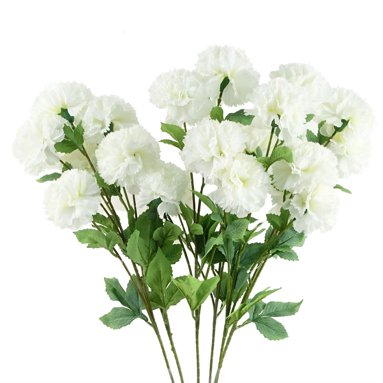 Pack of 6 x 70cm White Artificial Carnation Stem - 24 Flowers