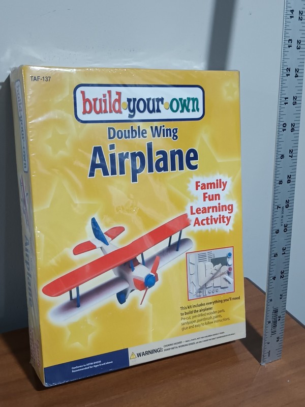 New Wooden Double Wing Biplane Plane Airplane Build Your Own Model Kit