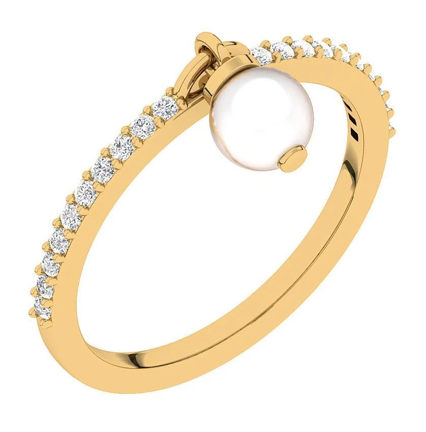 I1 G 0.20 Carat Genuine Diamond Pearl Anniversary Wedding Ring 14K Rose Gold - Image 3 of 4