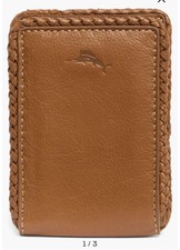 New Tommy Bahama Braided Edge Leather Bifold Wallet 75