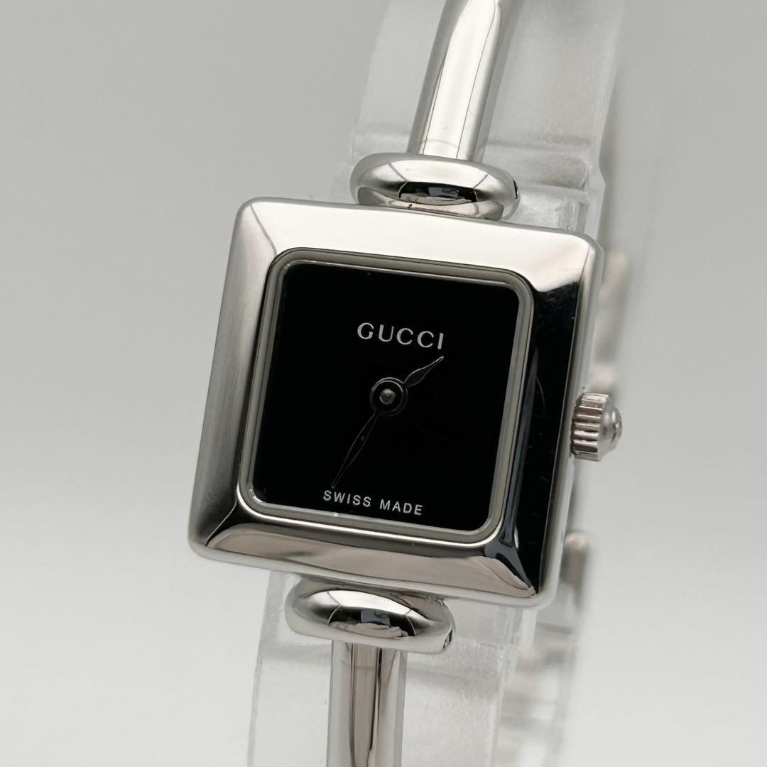 GUCCI 1900L レディース時計　黒盤 GUCCI 1900L Women's Watch Square Quartz Black Dial Silver working