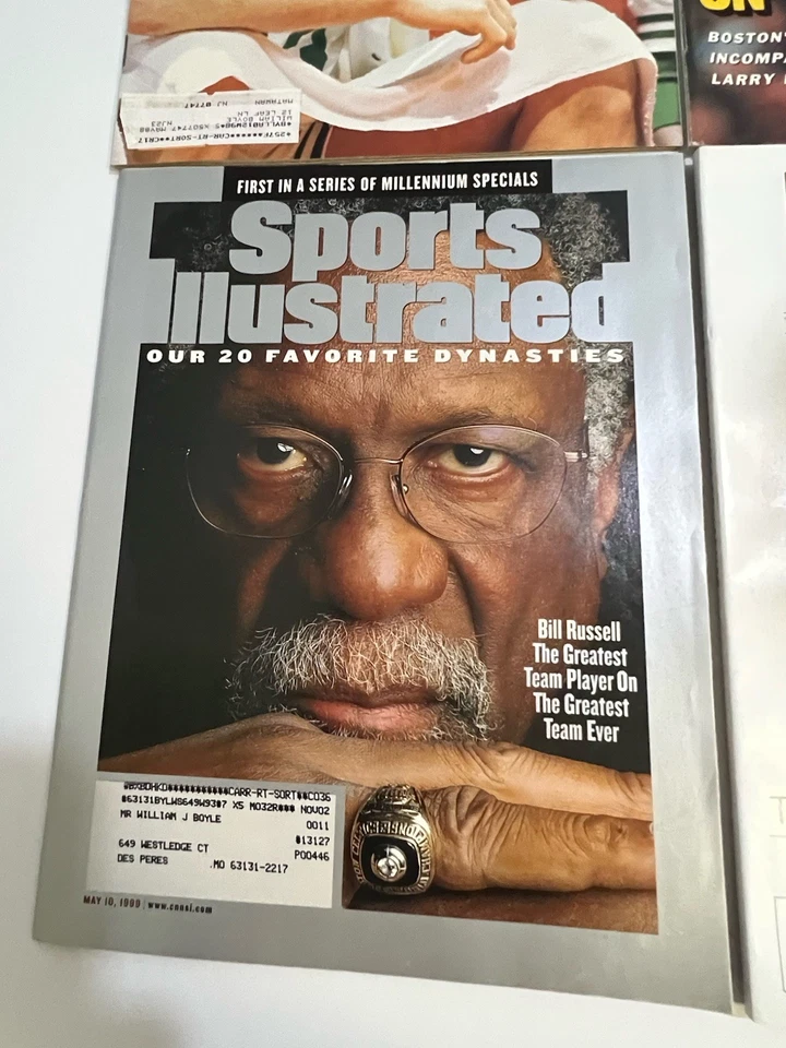 4 revistas ilustradas deportivas de colección Boston Larry Bird, Bill Russell, Ted Williams Foto 4 de 4