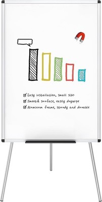 VIZ-PRO Flipchart-Ständer-Whiteboard, Magnetisch 90 x 60 cm, Dreibein, Tafel