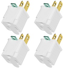 4 Pack 3 Prong to 2 Outlet Adapter Polarized Grounded Wall Plug White Set Pack