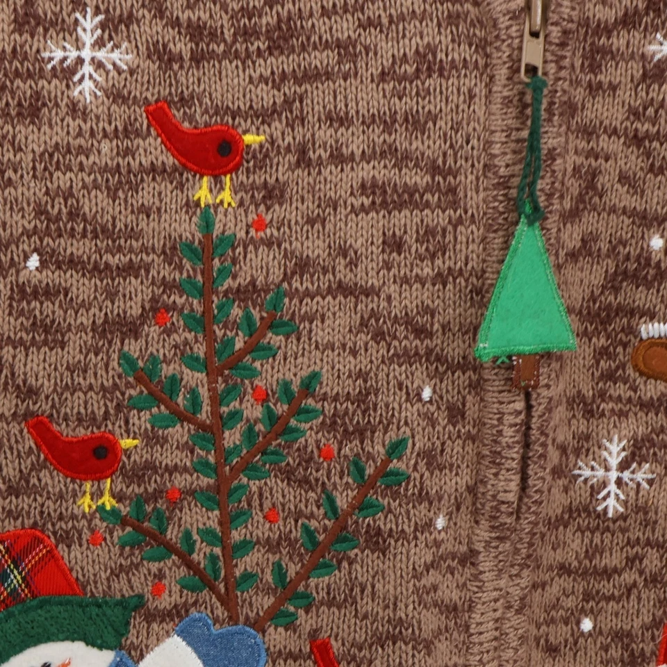 De Colección Años 90 Kikit Navidad Vacaciones Suéter Chaleco Polo Norte Muñeco de Nieve Cremallera Talla L Foto 4 de 4