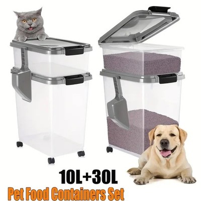 3PCS 30 Lbs. +11 Lbs.Pet Food Container | Dog & Cat Food Storage Bin with  Scoop | eBay