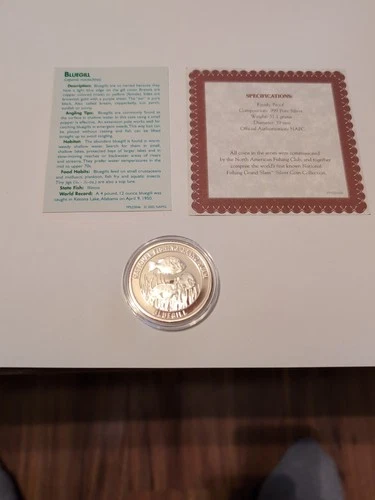 Bluegill National Fishing Grand Slam 1 oz .999 Silver Round proof Coin