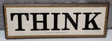 Sweet RARE Early Vtg IBM THINK Sign Desktop Wood Wall Desk Plaque Slogan 14x5"