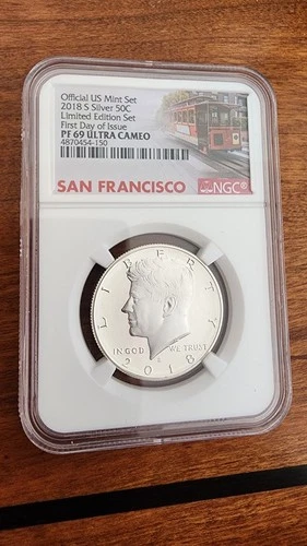 Official US Mint 2018 S Silver 50C Limited Edition Set graded PF 69 ULTRA CAMEO
