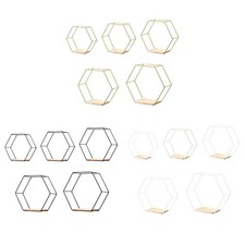 5Pcs Hexagon Iron Wall Mount Shelves Floating Shelf for Artworks Display