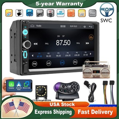 7'' Double 2 DIN Car Stereo Radio MP5 Touch Screen Bluetooth FM USB w/Rear Camera