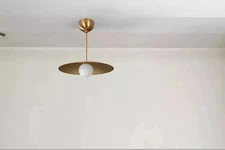 Mid Century Modern Raw Brass Ceiling Flush Mount Pendant Light Fixture