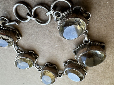 schweres großes Armband Sterlingsilber leichte Farbe CITRIN Knebelverschluss 43 Gramm