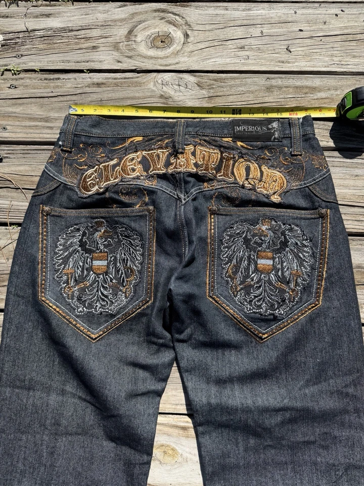 Jeans Imperious holgados pierna ancha grunge vintage Y2K con bordado talla 34 x 34 Foto 3 de 4