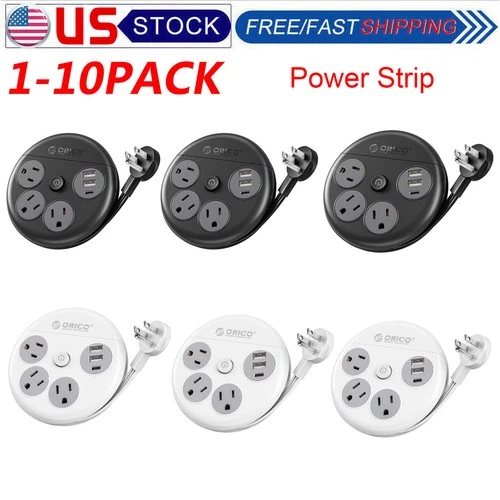 Lot Wall Mountable USB Surge Protector Power Strip with USB Ports 3 Outlet Plug - Bild 1 von 15