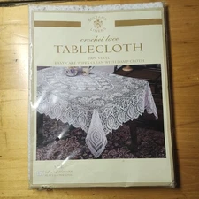 vintage Sultan's Linens Holiday Vinyl Lace Tablecloth 54" x 54" Square NOS
