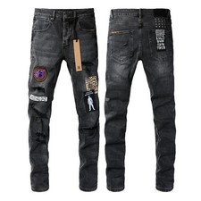 NEW KSUBI Men's Black Letter Printing Ripped Pants High Street Fashion Jeans/