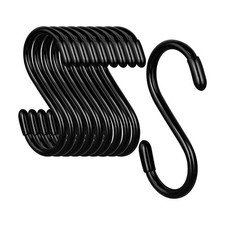 Heavy Duty Vinyl Coated S Hooks NonSlip Metal Closet Kitchen Black 3 In 12 Pack