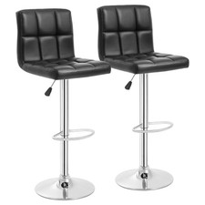 Counter Height Swivel Bar Stools PU Leather Padded with Back,Set of 2 Black