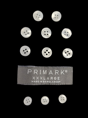 Set of 11 White Replacement Buttons for a Primark S/S Shirt