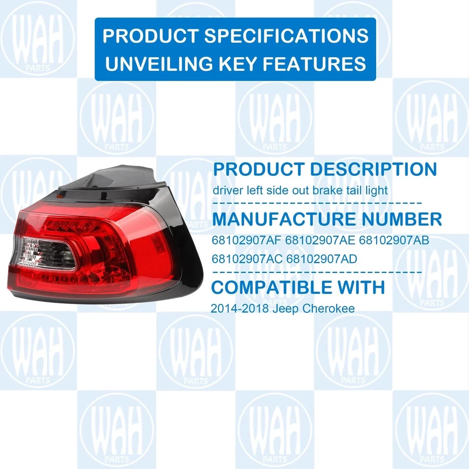 Passenger Side Tail Light Assembly Compatible With 2014-2018 Jeep Cherokee Re... - Bild 3 von 4