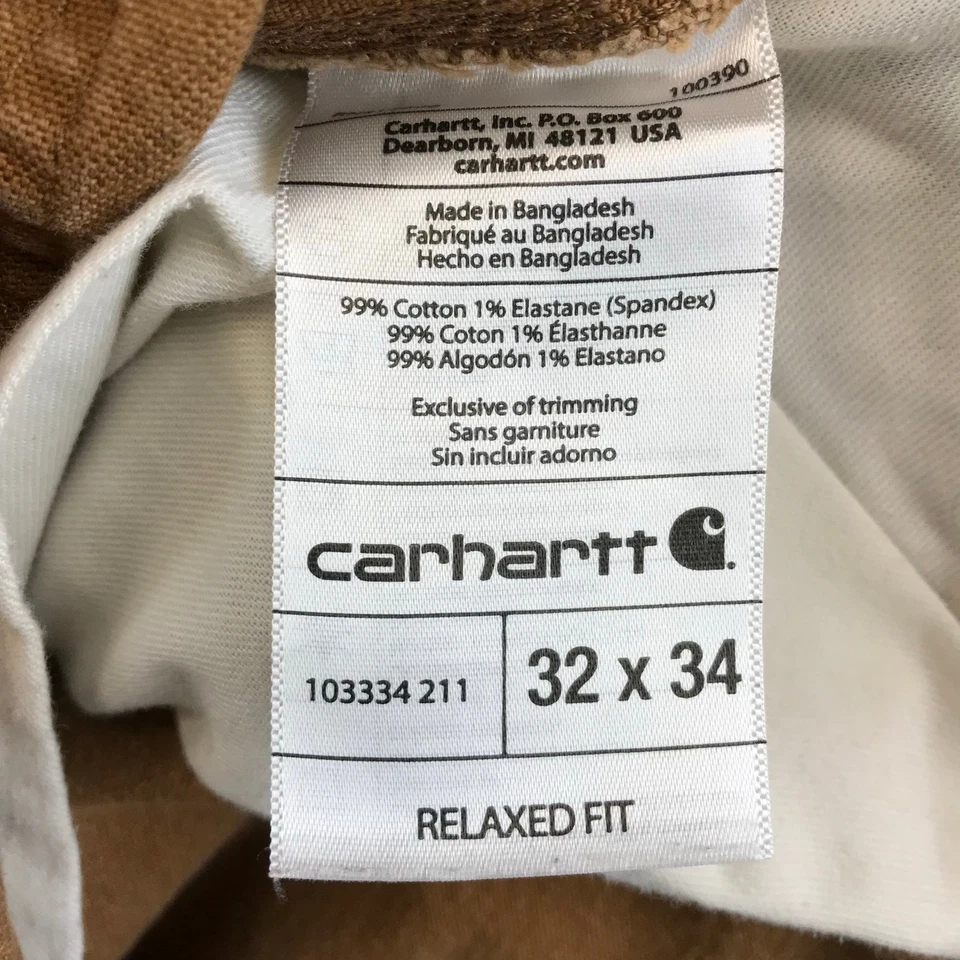 Pantalones Carhartt Para Hombre 32x34 Calce Relajado Caqui Doble Rodilla Carpintero Pintura Mancha Foto 4 de 4