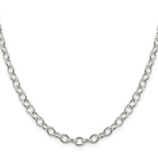 Sterling Silver 5.3mm Oval Cable Chain Necklace 26 In for Women Polished Solid