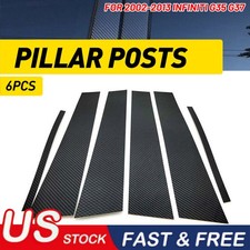 For Infiniti 2002-2013 G37 G35 Fiber Carbon Window Pillar Posts Door Trim 6x