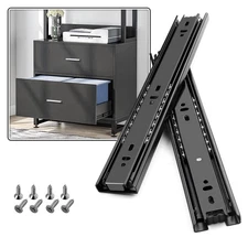 1 Pair Full Extension Drawer Slides 10 Inch 100 lb Load Capacity Side Mount B...