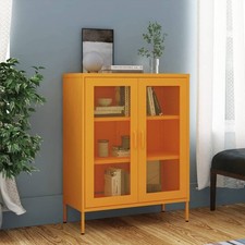 Industrial Metal Storage Cabinet Sideboard Cupboard Unit 2 Mesh Doors & Shelves