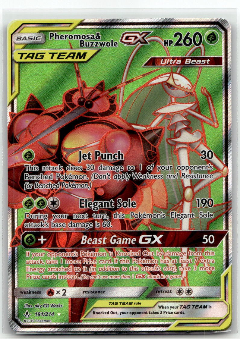 Pheromosa & Buzzwole GX 191 Full Art Ultra Rare SM Unbroken Bonds 191/214 NM