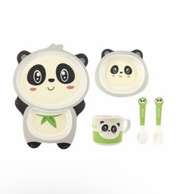Panda 5 Piece Eco Friendly Dinner ware Fun Set For Gifts Or Your Own Kids.