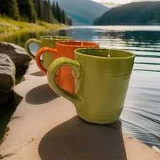 3 Royal Norfolk Greenbrier International Orange 12 Oz  Mugs 