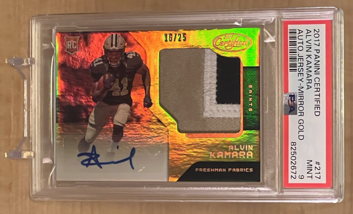 Alvin Kamara Panini Certified #217 Autograph Jersey-Mirror Gold