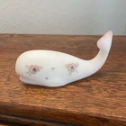 Fenton Whale Figurine Pink Blossom/Berry Burmese Glass Signed by Artist Miller
