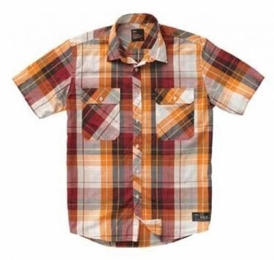 KTM Checkered Short Sleeve Shirt Orange Adult Logo Casual Adult Size Medium