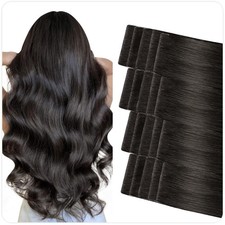 Invisible Tape in Hair Extensions Human Hair Natural Black Seamless Injected ...