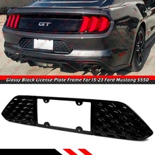 For 15-2023 Ford Mustang S550 Gloss Black Rear License Plate Frame Holder Panel