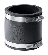 Fernco P1056-33 Black PVC Pipe Coupling 3 x 3 in. with 2-Stainless Steel Clamps