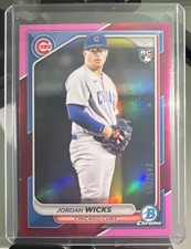 2024 BOWMAN CHROME JORDAN WICKS FUSHSIA REFRACTOR RC 245/299🔥🔥CUBS🔥🔥(RC)