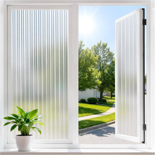 Reeded Glass Window Privacy Film, Static Cling Non-Adhesive Frosted Film, UV Blo