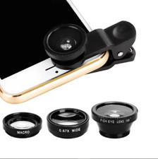 3 in 1 Universal Clip On Phone Camera Lens Kit Wide Angle Macro Fisheye