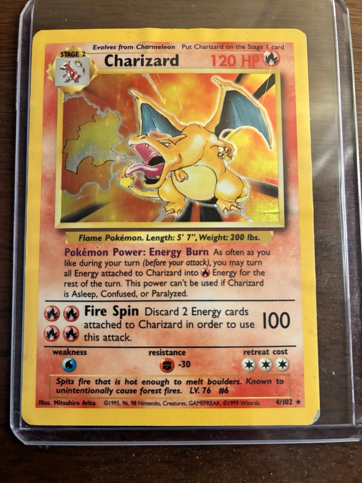 Wizards Pokemon TCG Charizard 4/102 Base Set Holo Rare English 1999 120HP