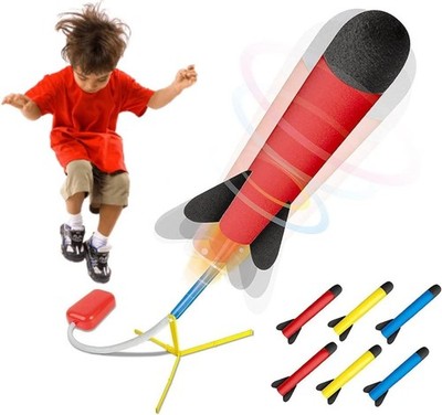 Kid-Friendly Foam Rocket Launcher - Includes 6 Rockets and Soars 100+ Feet!