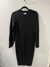 Nordstrom Brand Long Sleeve Black Pull Over Wool & Cashmere Sweater Dress XS